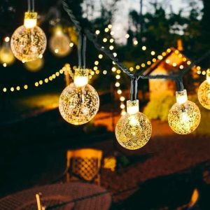 BulbLights, 50 вътрешни и външни ретро LED светлини, зареждани със слънчева енергия